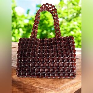 Elegant Vintage Brown Beaded Women's Bag